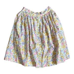 Vintage Karen Scott 100% Cotton A-line Midi Skirt Large Buttoned Pleated Floral